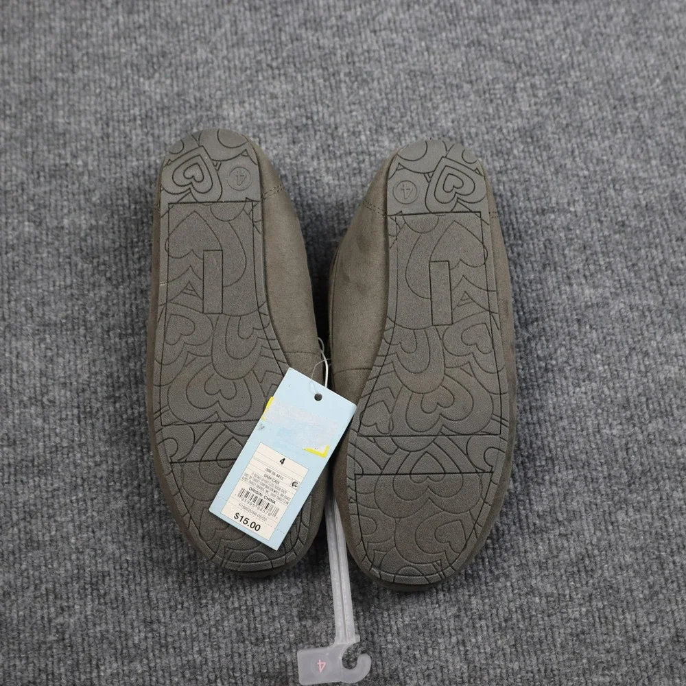 Cat & Jack Slippers Shoes Girls Size 4‎ Gray Moccasin Faux Fur Lined Bow CADI